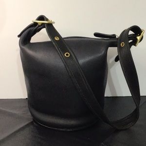 RECONDITIONED Vintage Coach Black Leather Med. Bucket - Feed Bag